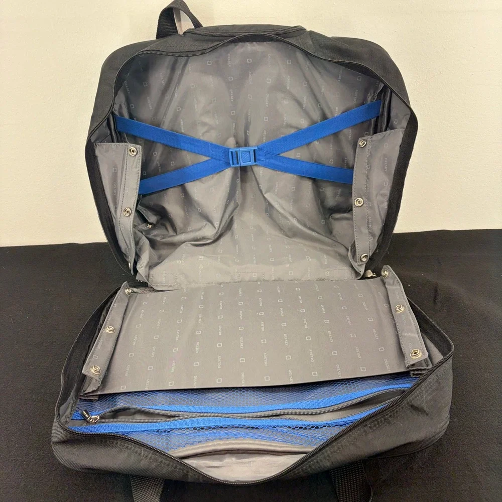 Delsey‎ Air Spree 17in Trolley Tote Lightweight Rolling Carry On Bag Blue Handle
